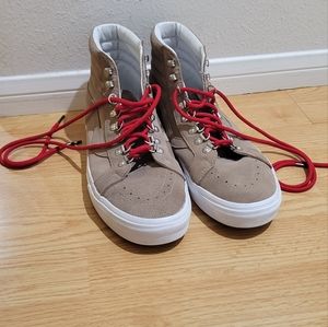 Vans Suede Sk8 Hi Reissue Hiker Dune with Red laces size 12